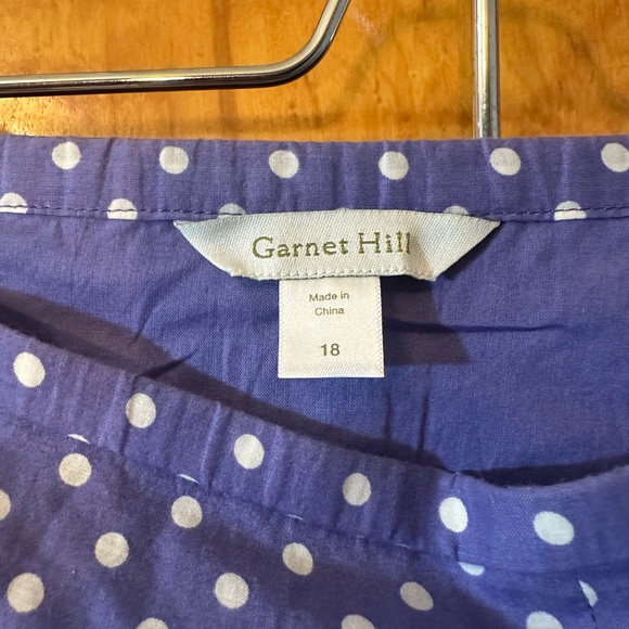 Garnet Hill A-Line Skirt in Purple and White Polka Dots - Picture 3 of 4
